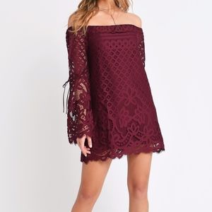 Tobi Take My Hand Wine Lace Shift Dress